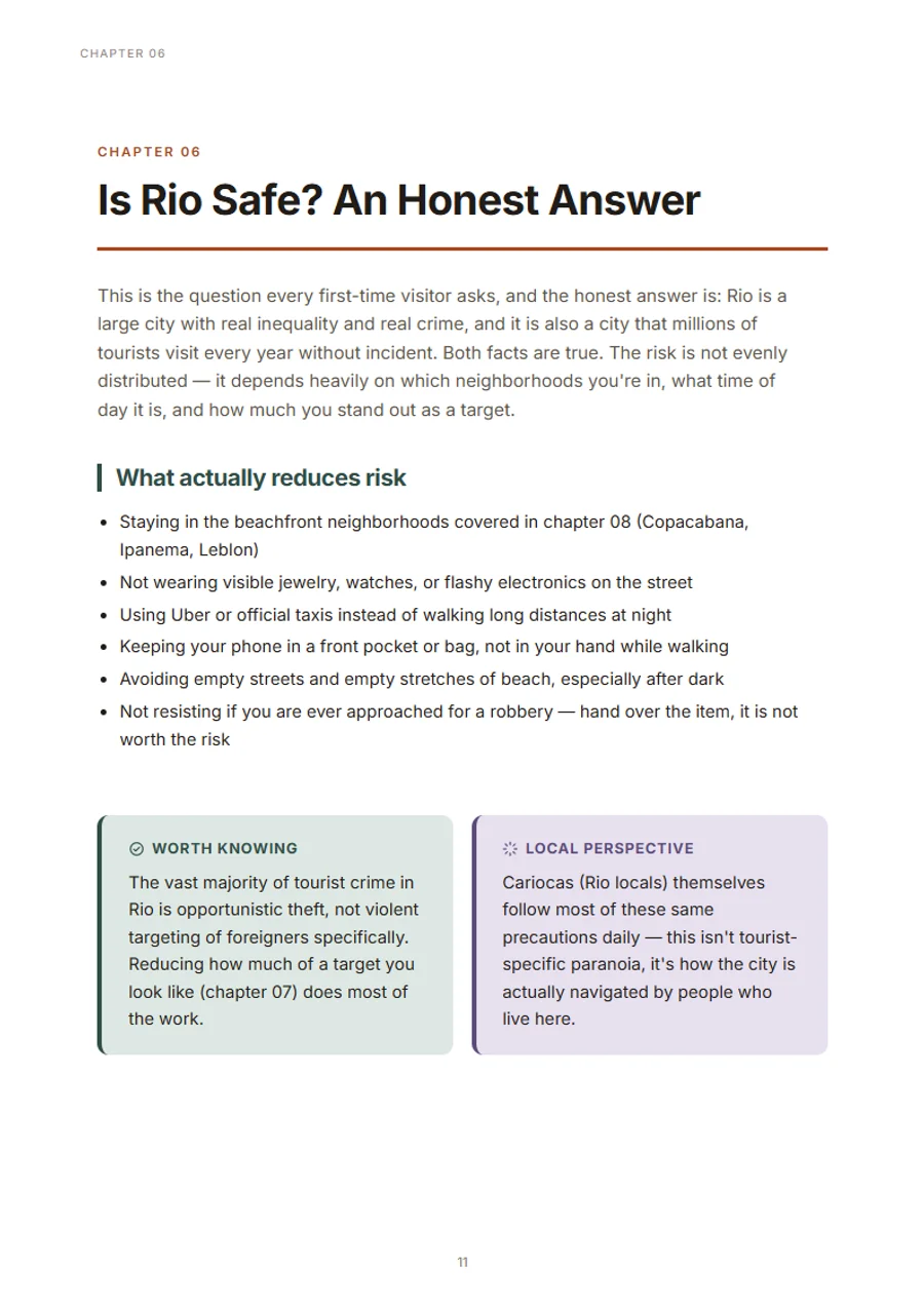 Page from the 'Is Rio Safe?' chapter